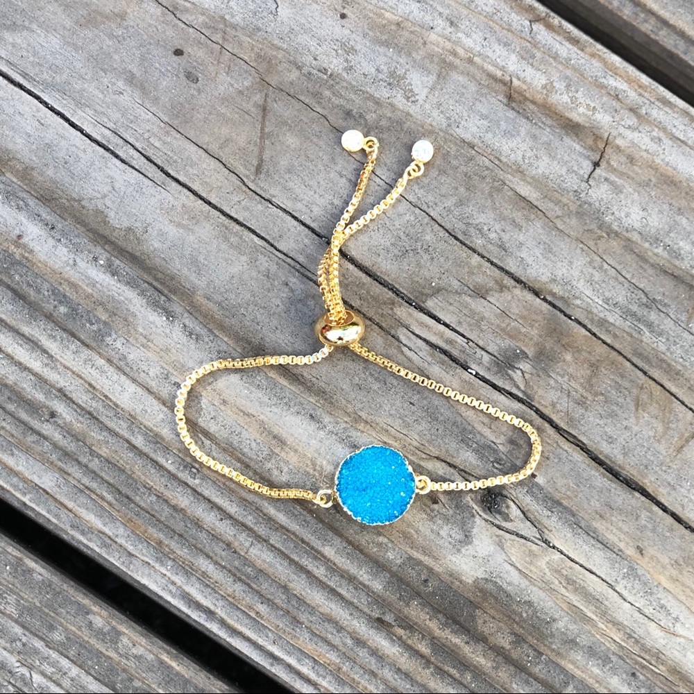 Gold plated druzy bracelet.